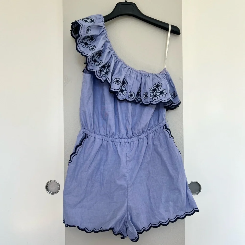 Kate Spade One-Shoulder Daisy Embroidered Ruffle Romper – Coquette Cottage - 12